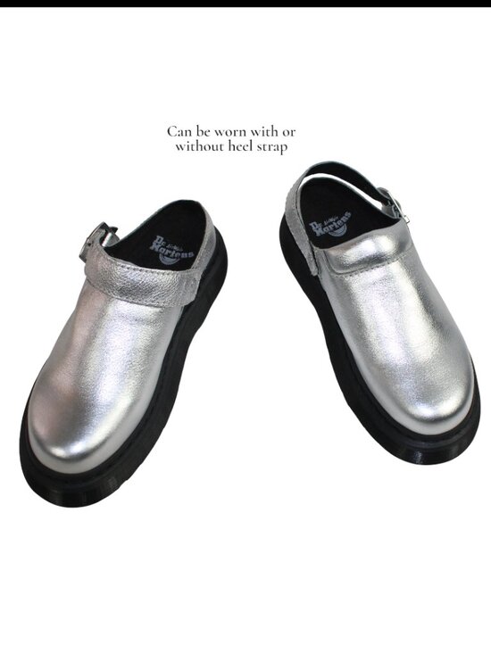 Dr. Martens Laketen Silver Leather Platform Chunky Convertible Sling Back Clog - Picture 7 of 10